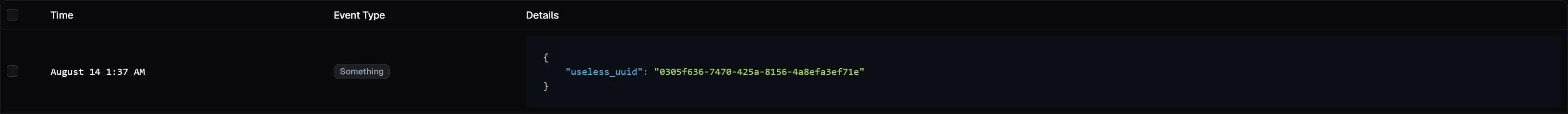 Example event in Hoglin dashboard